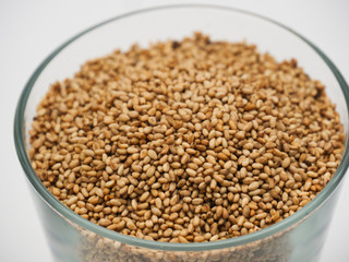 Toasted Sesame seeds in a glass cup