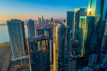 Chicago Skyline Sunrise Aerial 2