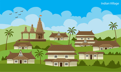 rural indian village vector