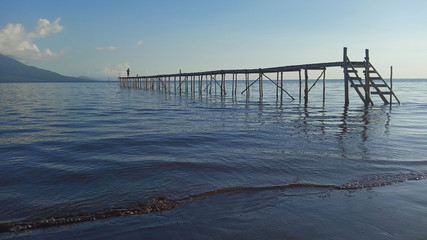 wooden bridges and views of the sea and sky