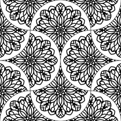 Abstract mandala fish scale seamless pattern. Ornamental tile, mosaic background. Floral patchwork infinity card. Arabic, Indian, ottoman motifs. Vector illustration.   © _aine_