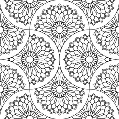 Abstract mandala fish scale seamless pattern. Ornamental tile, mosaic background. Floral patchwork infinity card. Arabic, Indian, ottoman motifs. Vector illustration.   © _aine_