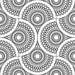 Abstract mandala fish scale seamless pattern. Ornamental tile, mosaic background. Floral patchwork infinity card. Arabic, Indian, ottoman motifs. Vector illustration.   © _aine_