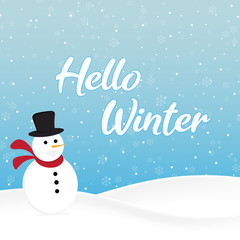 Hello Winter with Snowman and Snowflake