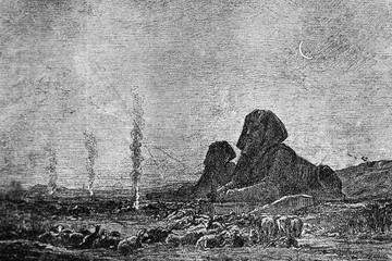 Twilight by Berchere in a vintage book Musse Du Luxemburg, 1891,