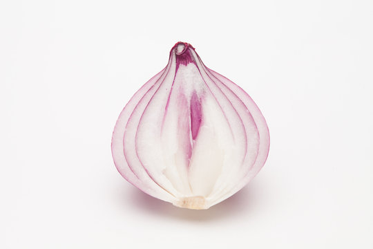 Sliced onion isolated on white background