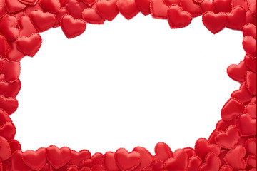 Valentine's Day hearts on a white background. Place for text.