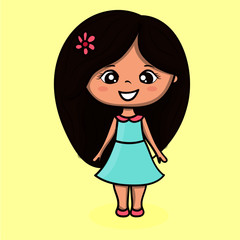 girl with brown hair flower cute