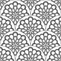 Abstract mandala fish scale seamless pattern. Ornamental tile, mosaic background. Floral patchwork infinity card. Arabic, Indian, ottoman motifs. Vector illustration.   © _aine_