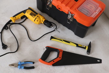 a small set of tools. do-it-yourself repair in a room - work for real men