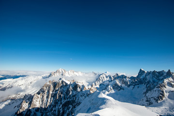 Fototapeta na wymiar beautiful panoramic scenery view of europe alps landscape from the aiguille du midi chamonix france