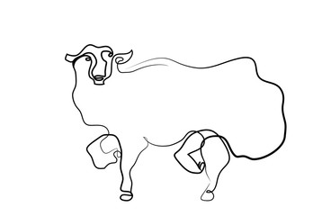 One continuous line drawing of sheep. Simple line art drawing of cute sheep.