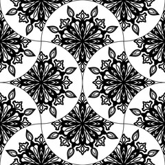 Abstract mandala fish scale seamless pattern. Ornamental tile, mosaic background. Floral patchwork infinity card. Arabic, Indian, ottoman motifs. Vector illustration.   © _aine_