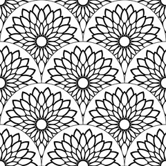 Abstract mandala fish scale seamless pattern. Ornamental tile, mosaic background. Floral patchwork infinity card. Arabic, Indian, ottoman motifs. Vector illustration.   © _aine_