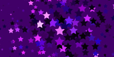 Dark Purple vector template with neon stars. Modern geometric abstract illustration with stars. Pattern for websites, landing pages.