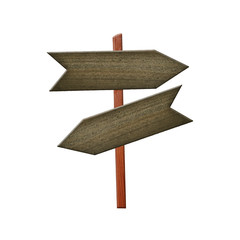 Arrow wood directional signs isolated on white background