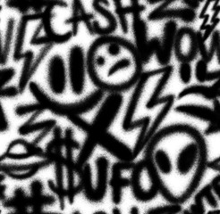 ILLUSTRATION OF ELEMENTS WITH SPRAY TEXTURE. HAND MADE WITH AIRBRUSH. PATTERN.