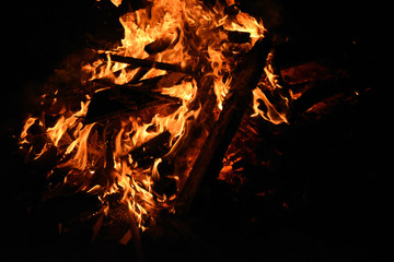 close up of campfire