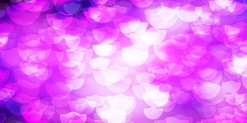 Dark Purple vector background with bubbles.