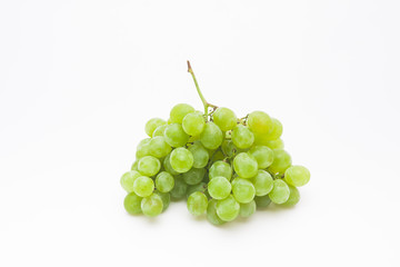 Bunch of green grapes isolated on a white 