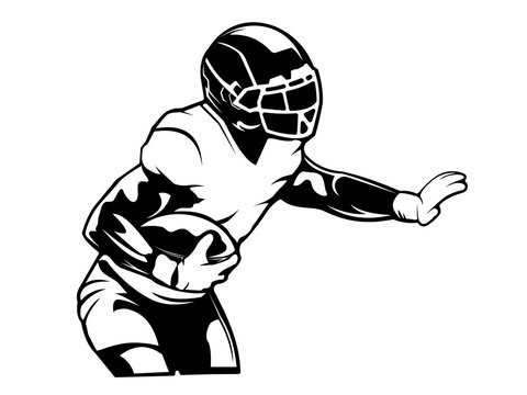American football player. Quarterback isolated on white. Super sport theme vector illustration.