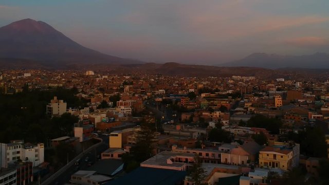Panorama of volcanoes surrounding Arequipa, Peru