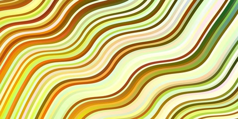 Light Green, Yellow vector background with bent lines. Colorful geometric sample with gradient curves.  Best design for your ad, poster, banner.