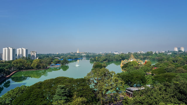 Yangon, Kandawgyi-See Panorama, Myanmar