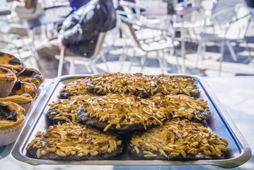 Almond Tarts in Bela Torre Pastry and Cafeteria in Porto city, Portugal