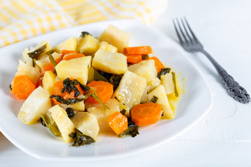 Turkish Olive Oil Food Celery Salad with Carrot and Parsley 