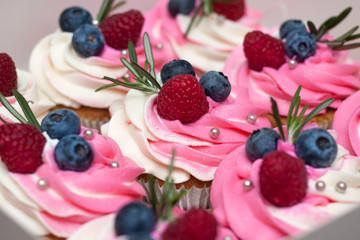 Dessert set in the gift box. Close up view.
