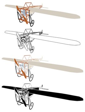 Bleriot plane colored and perspective view.