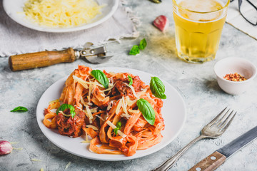 Pasta with mini meatballs