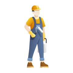 Fototapeta premium Construction worker hold paint equipment