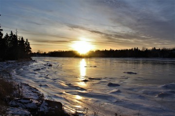 sunset over the lake