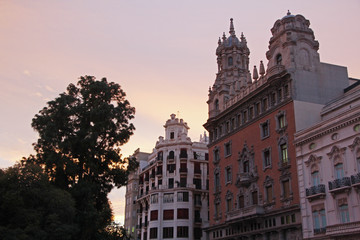 Sunset sky at La Glorieta square in Valencia, Spain	