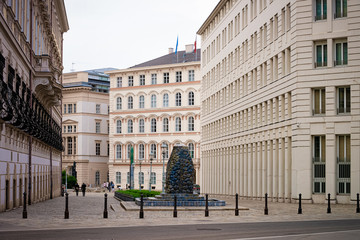 Austrian Federal Chancellery, or Bundeskanzleramt, or BKA on Ballhausplatz Square and...
