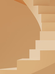 Abstract background for branding and minimal presentation. Beige color  spiral staircase on beige background. 3d rendering illustration.