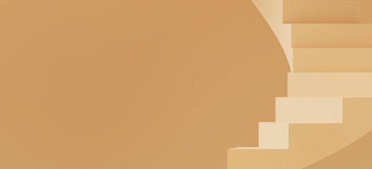 Abstract background for branding and minimal presentation. Beige color  spiral staircase on beige background. 3d rendering illustration. © 3DJustincase