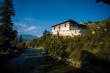 Fototapeta na wymiar The Dzong Monastery in Bhutan Himalayas mountain