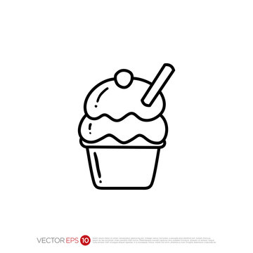 Pictograph of Ice Cream in outline for template logo, icon, identity vector designs, and graphic resources.