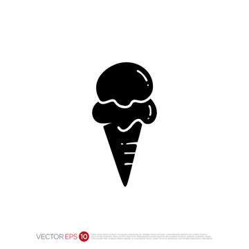 Pictograph of Ice Cream in Glyph for template logo, icon, identity vector designs, and graphic resources.