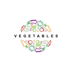 Obraz premium Vegetables logo design symbol vector template.Healthy organic food icon illustration