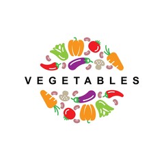 Vegetables logo design symbol vector template.Healthy organic food icon illustration