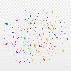 Confetti burst vector illustration. Color ribbons and streamers. Birthday party background