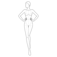 Fashion template of walking women. 