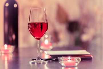 Candlelight dinner setting. 