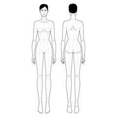 Fashion template of standing women. 