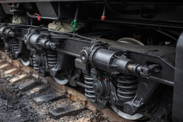 Wheel mechanisms of a diesel railway locomotive © MaksimM