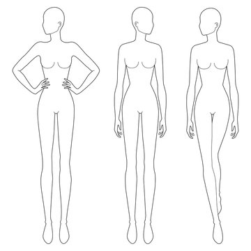 Fashion template of women in different poses. 
